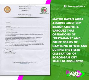 Read more about the article Mayor Agda prohibited gamblings before and after Borongan City fiesta