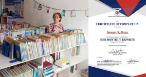 Read more about the article BORONGAN CITY LIBRARY, GINTAGAN HIN AWARD HAN NATIONAL LIBRARY OF THE PHILIPPINES PAG KUMPLETO HAN 2021 MONTHLY REPORTS